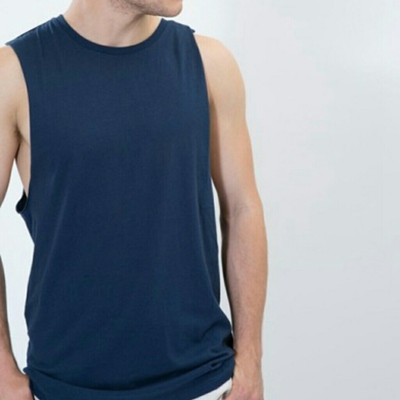 Tee Ink Weekender Basic Navy Men's Cotton Tank Top Workout Laungewear Sz L - Picture 2 of 6